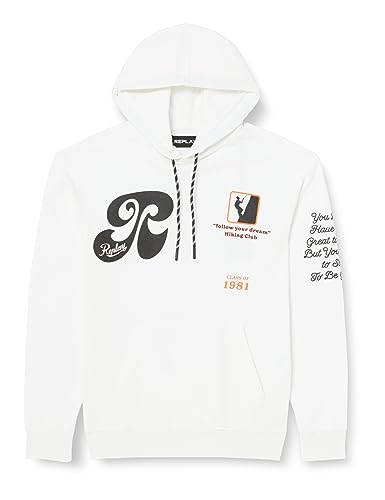 Replay Herren Hoodie mit Kapuze, Chalk.. 801 (Weiß), M von Replay