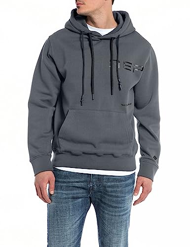 Replay Herren Hoodie mit Kapuze, Titanium 291 (Grau), S von Replay