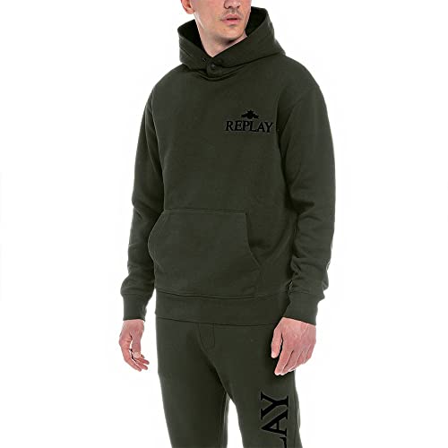 Replay Herren Hoodie mit Kapuze, Army Green 238 (Grün), L von Replay