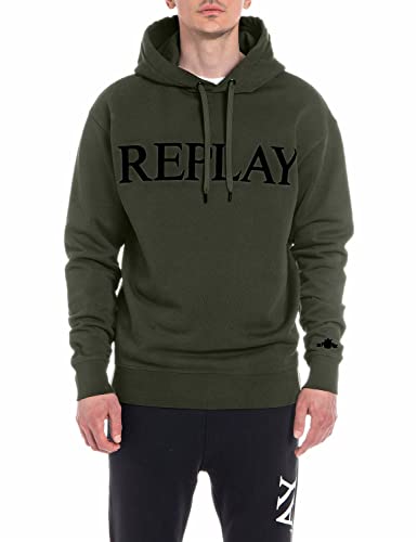 Replay Herren Hoodie mit Kapuze, Army Green 238 (Grün), M von Replay