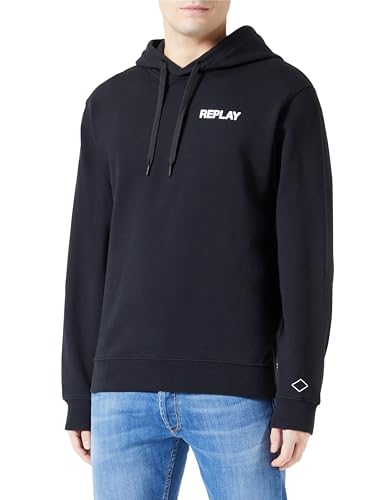 Replay Herren Hoodie mit Kapuze, Black 098 (Schwarz), L von Replay