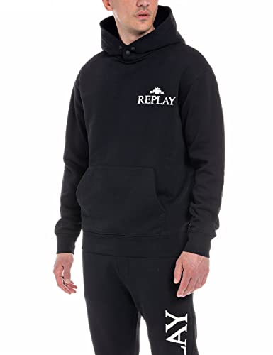 Replay Herren Hoodie mit Kapuze, Black 098 (Schwarz), 3XL von Replay