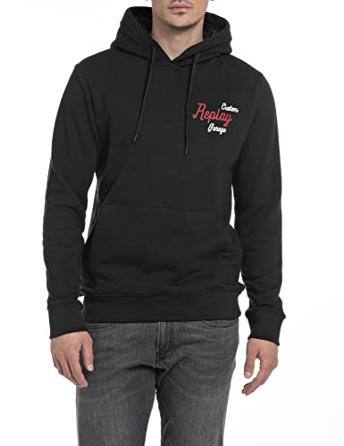 Replay Herren Hoodie mit Kapuze, Black 098 (Schwarz), M von Replay