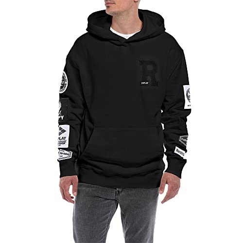 Replay Herren Hoodie mit Kapuze, Black 098 (Schwarz), M von Replay