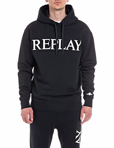 Replay Herren Hoodie mit Kapuze, Black 098 (Schwarz), XL von Replay