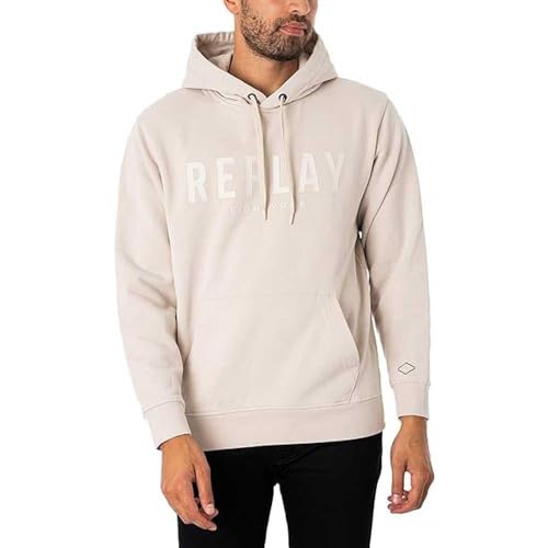 Replay Herren Hoodie mit Kapuze, Butter White 012 (Weiß), 3XL von Replay