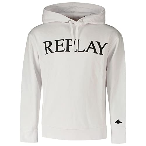 Replay Herren Hoodie mit Kapuze, Optical White 001 (Weiß), L von Replay