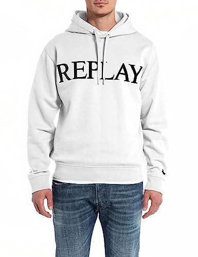 Replay Herren Hoodie mit Kapuze, Weiß (White 001), L von Replay