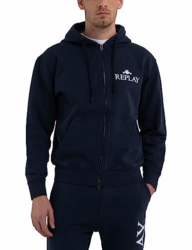 Replay Herren Hoodie mit Reißverschluss, Blue 085 (Blau), XXL von Replay