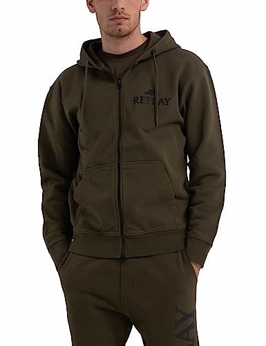 Replay Herren Hoodie mit Reißverschluss, Army Green 238 (Grün), L von Replay