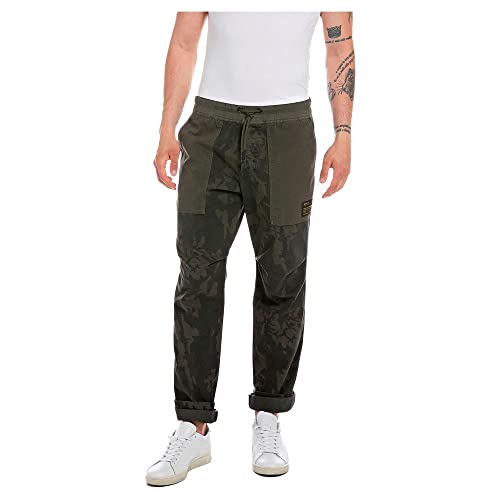 Replay Herren Hose mit Tunnelzug, Grün (Military Camouflage 010), W34 x L32 von Replay