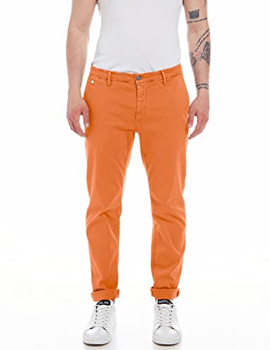 Replay Herren Chino Benni Regular-Fit Hyperflex X-Lite mit Stretch, Sunset Orange 844 (Orange), 33W / 32L von Replay