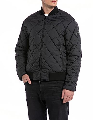 Replay Herren Jacke Bomberjacke Winter, Schwarz (Black 098), XL von Replay