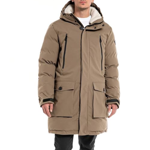 Replay Herren Jacke Parka mit Kapuze, Braun (Earth 557), XL von Replay