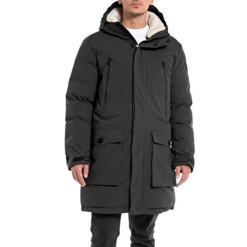 Replay Herren Jacke Parka mit Kapuze, Black 098 (Schwarz), XL von Replay