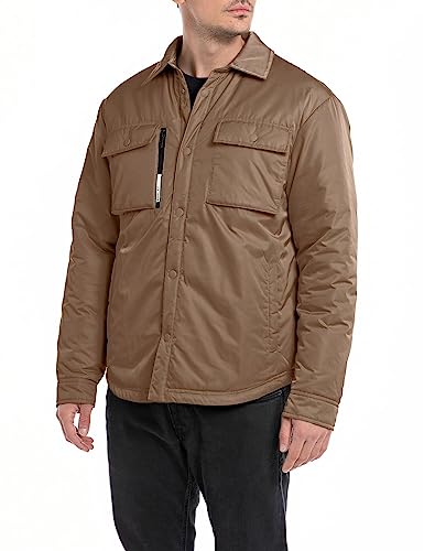 Replay Herren Jacke Übergangsjacke mit Brusttaschen, Mehrfarbig (Light Mud 695), XL von Replay