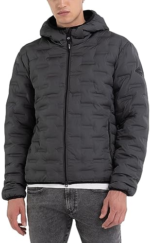 Replay Herren Jacke Winterjacke mit Kapuze, Grau (Titanium 291), M von Replay