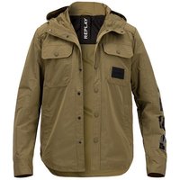 Replay Herren Jacke grün Mikrofaser unifarben von Replay