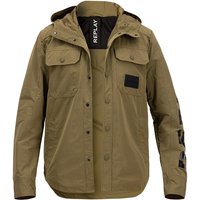 Replay Herren Jacke grün Mikrofaser unifarben von Replay