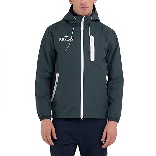 Replay Herren Jacke mit Kapuze, Bottle Green 135 (Grün), L von Replay