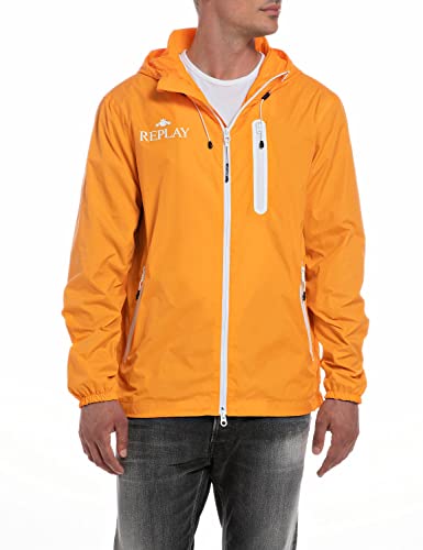 Replay Herren Jacke mit Kapuze, Sport Orange 143 (Orange), M von Replay