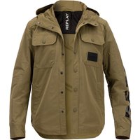 Replay Herren Jacke grün Mikrofaser unifarben von Replay