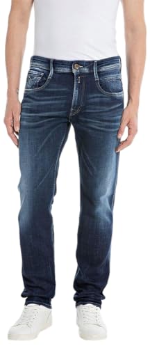 Replay Herren Jeans Anbass Slim-Fit Aged, Dark Blue 007-3 (Blau), 33W / 36L von Replay
