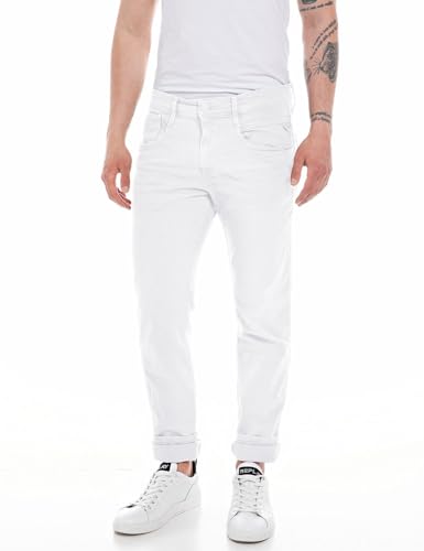 Replay Herren Jeans Anbass Slim-Fit, White 001 (Weiß), 33W / 32L von Replay