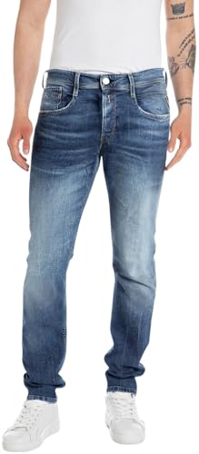 Replay Herren Jeans Anbass Slim-Fit Bio, Blau (Medium Blue 009-8), 36W / 34L von Replay