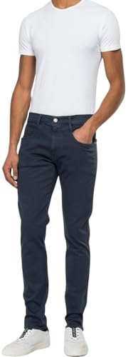 Replay Herren Jeans Anbass Slim-Fit Hyperflex Colour X-Lite mit Stretch, Blau (Blue 010-2), 33W / 30L von Replay