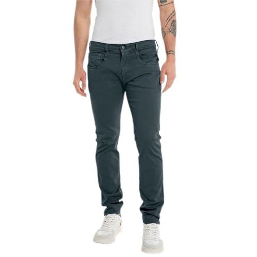 Replay Herren Jeans Anbass Slim-Fit Hyperflex Colour X-Lite mit Stretch, Blau (Deep Night 094), 29W / 30L von Replay