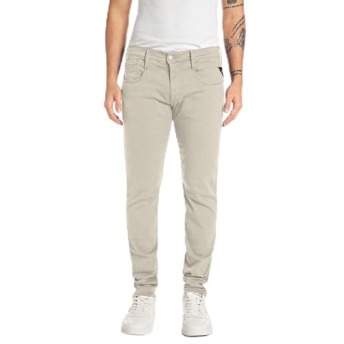 Replay Herren Jeans Anbass Slim-Fit Hyperflex Colour X-Lite mit Stretch, Grau (Moon Grey 604-1), 36W / 32L von Replay