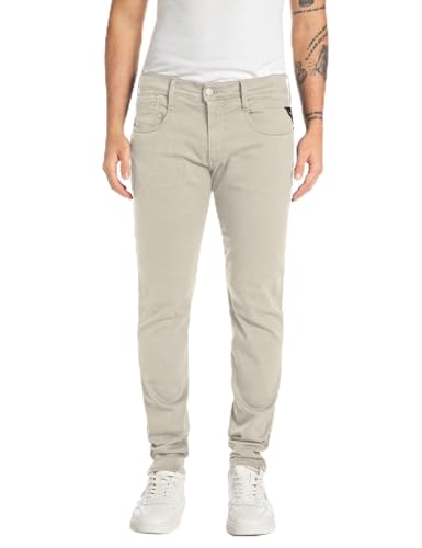 Replay Herren Jeans Anbass Slim-Fit Hyperflex Colour X-Lite mit Stretch, Grau (Moon Grey 604-1), 38W / 32L von Replay