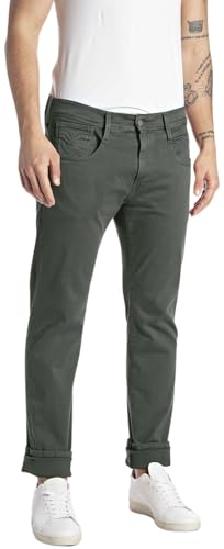 Replay Herren Jeans Anbass Slim-Fit Hyperflex Colour X-Lite mit Stretch, Grün (Military Green.. 030), 36W / 36L von Replay
