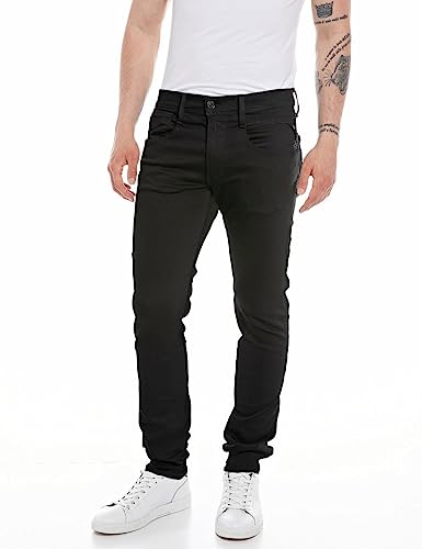 Replay Herren Jeans Anbass Slim-Fit Hyperflex Forever Dark mit Stretch, Black 098 (Schwarz), 31W / 30L von Replay