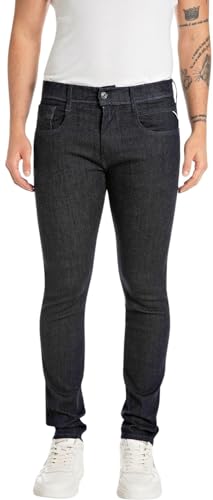 Replay Herren Jeans Anbass Slim-Fit Hyperflex Forever Dark mit Stretch, Blau (Dark Blue 007-1), 40W / 36L von Replay