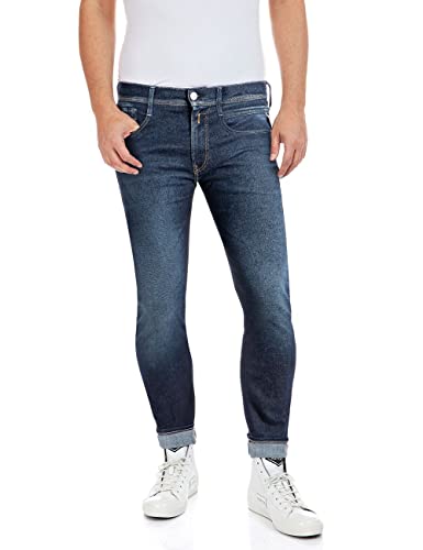 Replay Herren Jeans Anbass Slim-Fit Hyperflex Recycled mit Stretch, Dark Blue 007-1 (Blau), 28W / 32L von Replay
