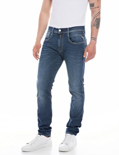 Replay Herren Jeans Anbass Slim-Fit Hyperflex mit Stretch, Dark Blue 007-1 (Blau), 28W / 34L von Replay