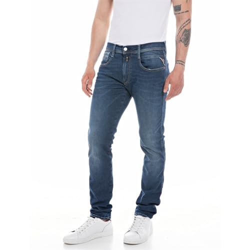 Replay Herren Jeans Anbass Slim-Fit Hyperflex mit Stretch, Dark Blue 007-1 (Blau), 29W / 34L von Replay