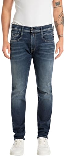 Replay Herren Jeans Anbass Slim-Fit Hyperflex mit Stretch, Blau (Dark Blue 007-5), 36W / 30L von Replay