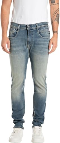 Replay Herren Jeans Anbass Slim-Fit Hyperflex mit Stretch, Blau (Medium Blue 009-5), 38W / 34L von Replay