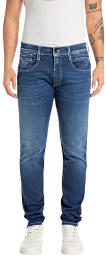 Replay Herren Jeans Anbass Slim-Fit Hyperflex mit Stretch, Blau (Medium Blue 009-7), 30W / 30L von Replay