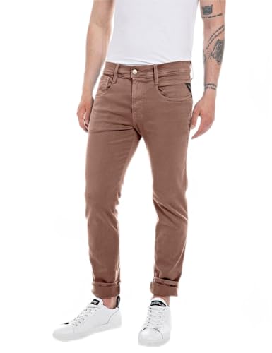 Replay Herren Jeans Anbass Slim-Fit Hyperflex Colour X-Lite mit Stretch, Chocolate 778 (Braun), 28W / 32L von Replay