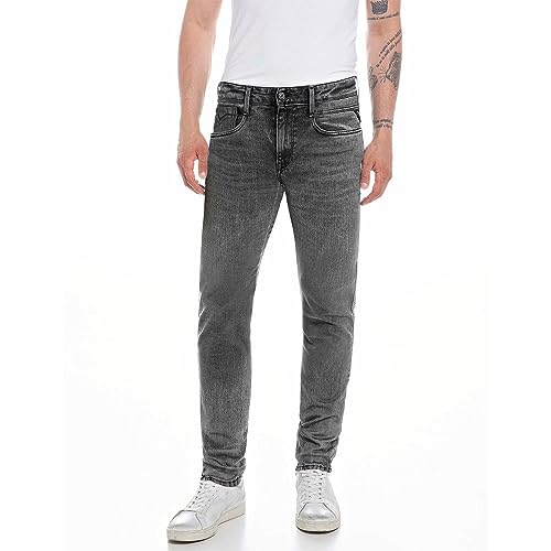 Replay Herren Jeans Anbass Slim-Fit Hyperflex mit Stretch, Grau (Medium Grey 096), 30W / 30L von Replay