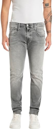 Replay Herren Jeans Anbass Slim-Fit Hyperflex mit Stretch, Grau (Medium Grey 096-1), 32W / 34L von Replay