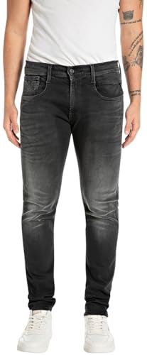 Replay Herren Jeans Anbass Slim-Fit Hyperflex mit Stretch, Schwarz (Black 098), 31W / 34L von Replay