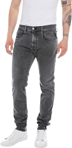 Replay Herren Jeans Anbass Slim-Fit Hyperflex Recycled mit Stretch, Dark Grey 097 (Grau), 32W / 30L von Replay