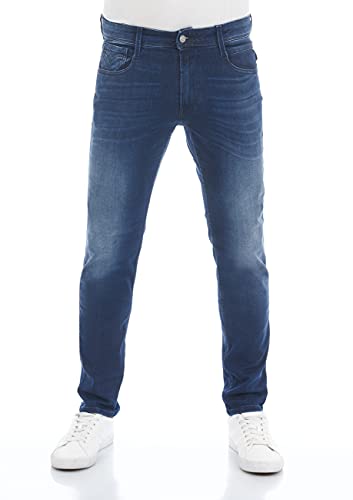 Replay Herren Jeans Anbass Slim-Fit mit Power Stretch, Blau (Dark Blue 007), 33W / 34L von Replay