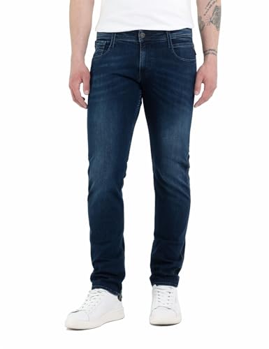 Replay Herren Jeans Anbass Slim-Fit mit Power Stretch, Dark Blue 007-1 (Blau), 40W / 36L von Replay