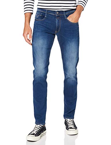 Replay Herren Jeans Anbass Slim-Fit mit Power Stretch, Blau (Dark Blue 007-3), 32W / 34L von Replay